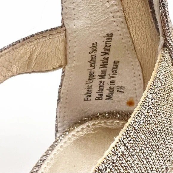 Audrey Brooke Gold Metallic Sparkly AB Shanice Wide Strappy Heels Sz 8.5 - Picture 10 of 11